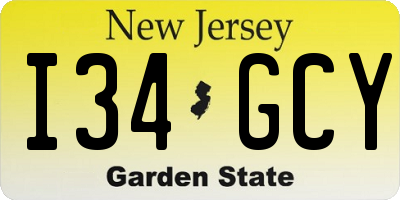 NJ license plate I34GCY