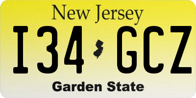 NJ license plate I34GCZ