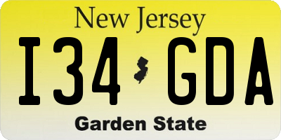 NJ license plate I34GDA