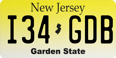 NJ license plate I34GDB