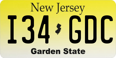 NJ license plate I34GDC