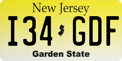 NJ license plate I34GDF