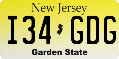 NJ license plate I34GDG