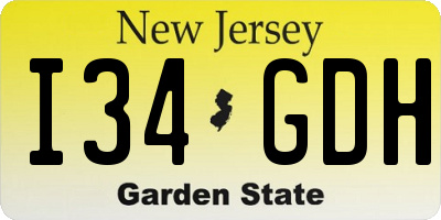 NJ license plate I34GDH