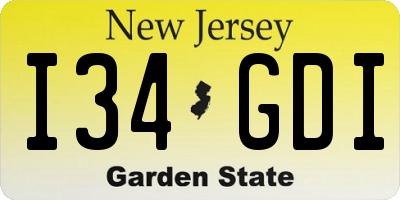 NJ license plate I34GDI