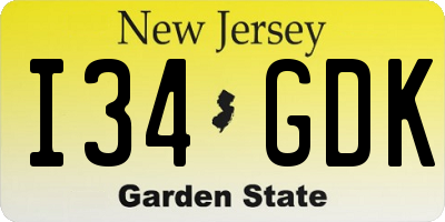 NJ license plate I34GDK
