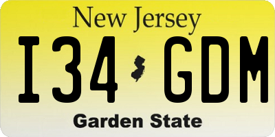 NJ license plate I34GDM