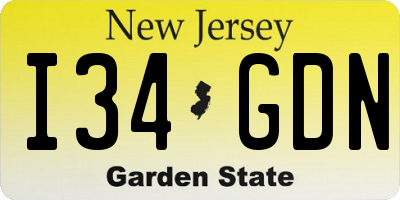 NJ license plate I34GDN