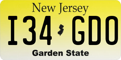 NJ license plate I34GDO