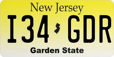 NJ license plate I34GDR