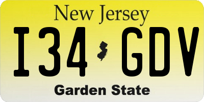 NJ license plate I34GDV