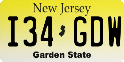 NJ license plate I34GDW