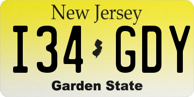 NJ license plate I34GDY