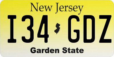 NJ license plate I34GDZ