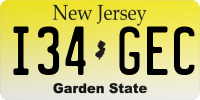 NJ license plate I34GEC