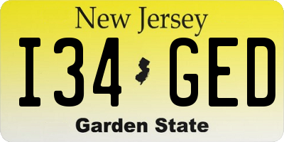 NJ license plate I34GED