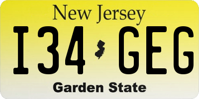 NJ license plate I34GEG