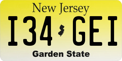 NJ license plate I34GEI