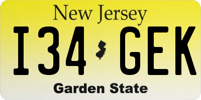 NJ license plate I34GEK