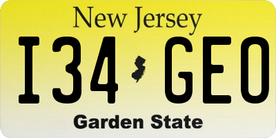 NJ license plate I34GEO