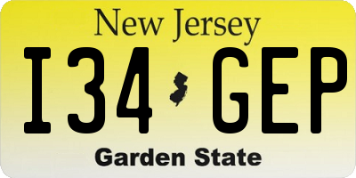NJ license plate I34GEP