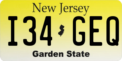 NJ license plate I34GEQ