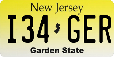 NJ license plate I34GER