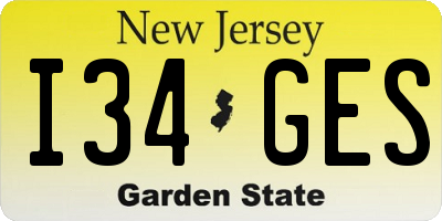NJ license plate I34GES
