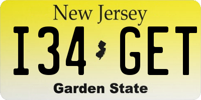 NJ license plate I34GET