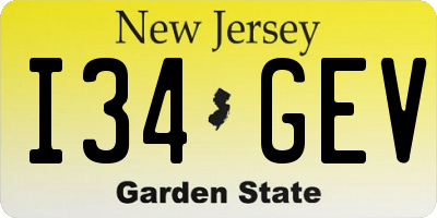 NJ license plate I34GEV