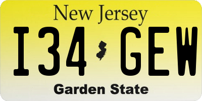 NJ license plate I34GEW