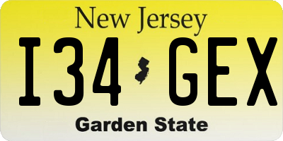 NJ license plate I34GEX