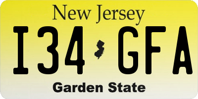 NJ license plate I34GFA
