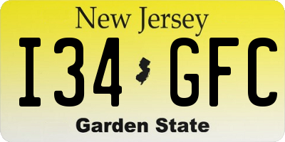 NJ license plate I34GFC