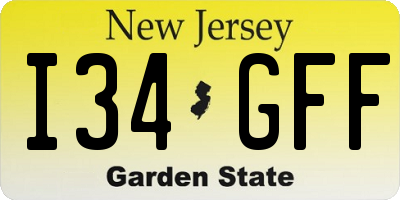 NJ license plate I34GFF
