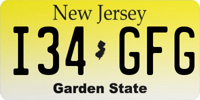 NJ license plate I34GFG
