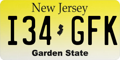 NJ license plate I34GFK