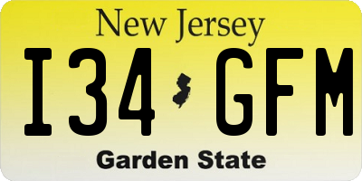 NJ license plate I34GFM