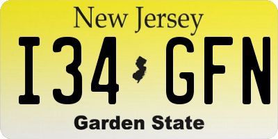 NJ license plate I34GFN