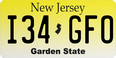NJ license plate I34GFO