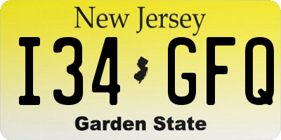 NJ license plate I34GFQ