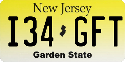 NJ license plate I34GFT