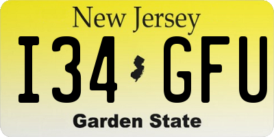 NJ license plate I34GFU