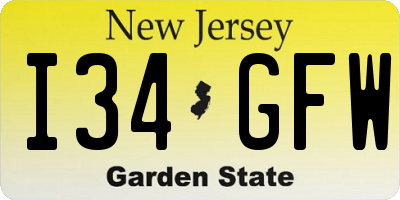 NJ license plate I34GFW