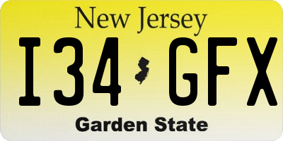 NJ license plate I34GFX