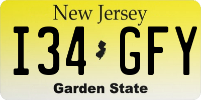 NJ license plate I34GFY