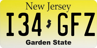 NJ license plate I34GFZ