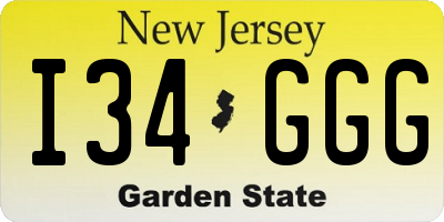 NJ license plate I34GGG