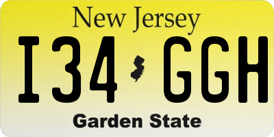 NJ license plate I34GGH