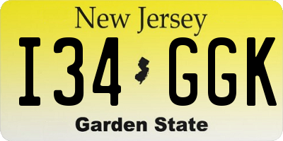 NJ license plate I34GGK